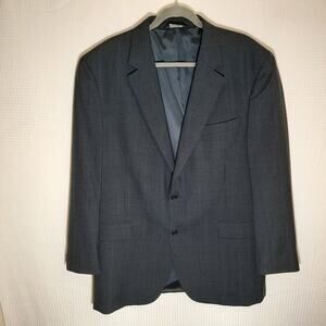 Jos. A. Bank 44L Blazer Men Wool 2-Button Gray Subtle Plaid Made in Mexico